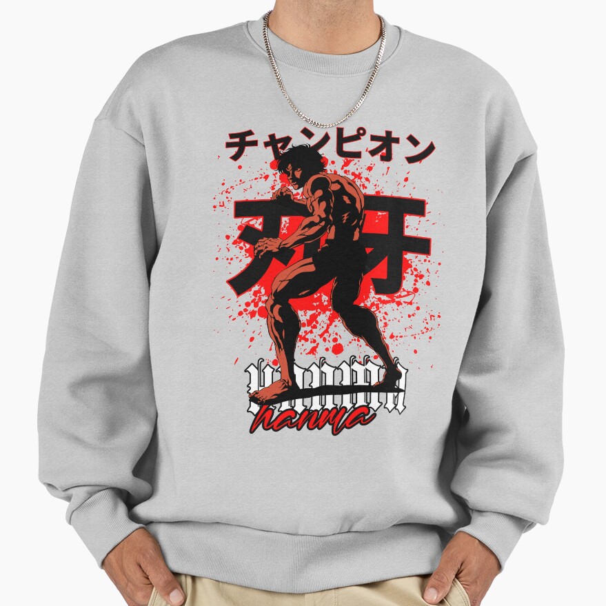 Baki Hanma Anime Art Fighting Spirit Design Martial Arts Manga Fanart Sweatshirt - Image 4