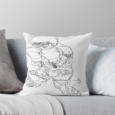 Ippo Hajime No Ippo Bandw Throw Pillow