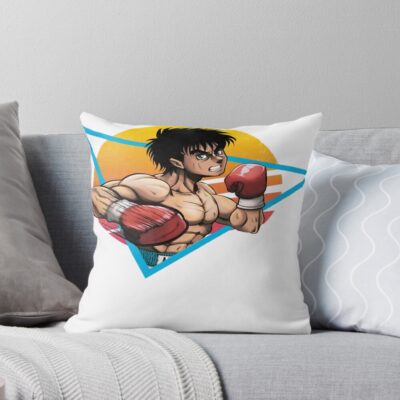 Retro Kamogawa Boxing Gym Art Character Throw Pillow