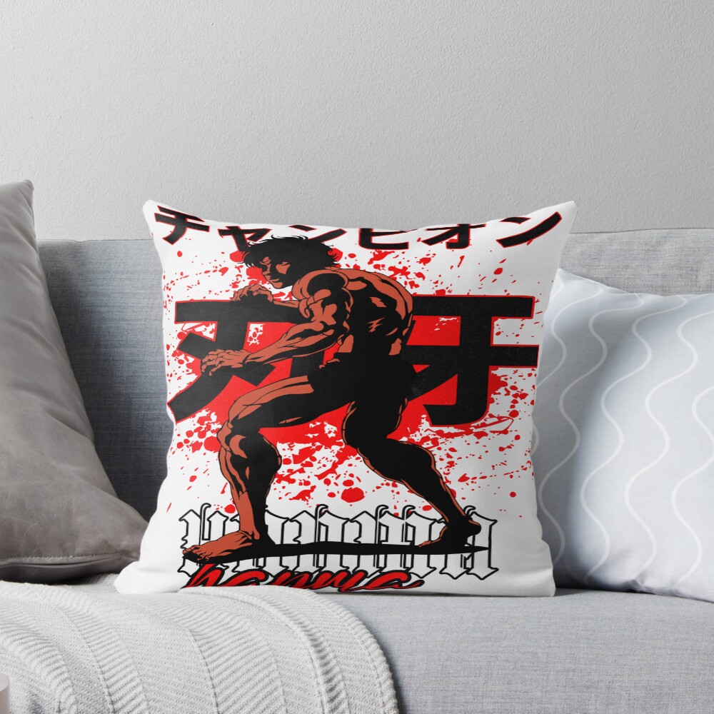 Baki Hanma Anime Art Fighting Spirit Design Martial Arts Manga Fanart Throw Pillow